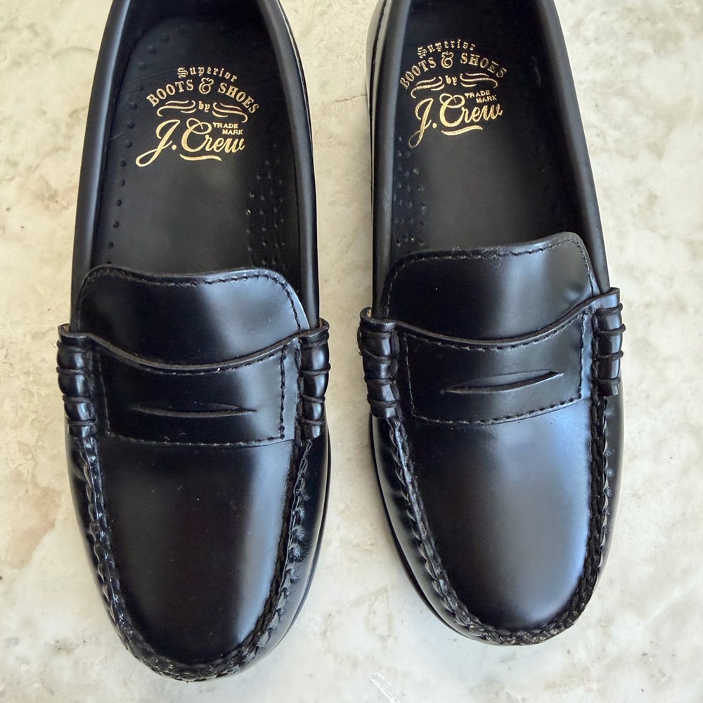 J. Crew Kids Black Leather Loafers